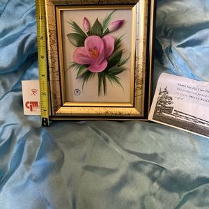 Vintage Capodimonte Porcelain Fuchsia Flowers Wall Hanging Frame Italy